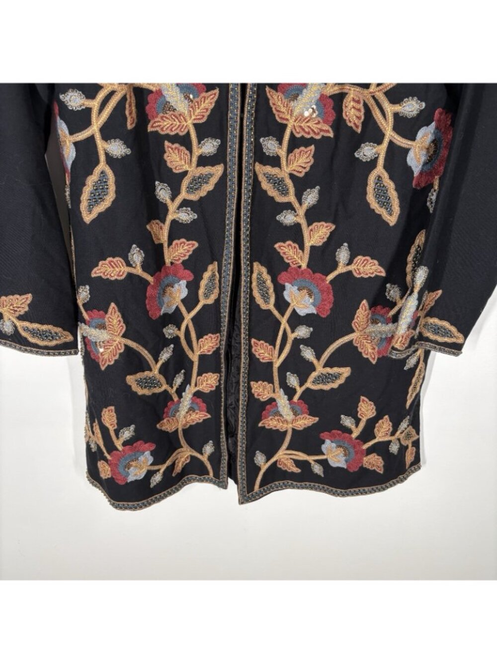 Soft Surroundings Womn S Black Boho Floral Embroidered Beaded Alamosa Jacket NWT - Picture 5 of 15